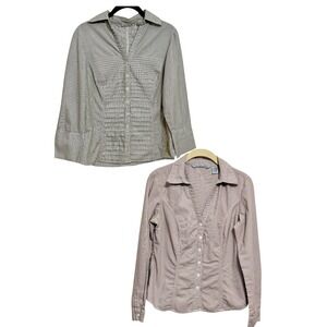 Set of 2- Signature by Larry Levine Womens Size-Small Striped Button Up Shirt